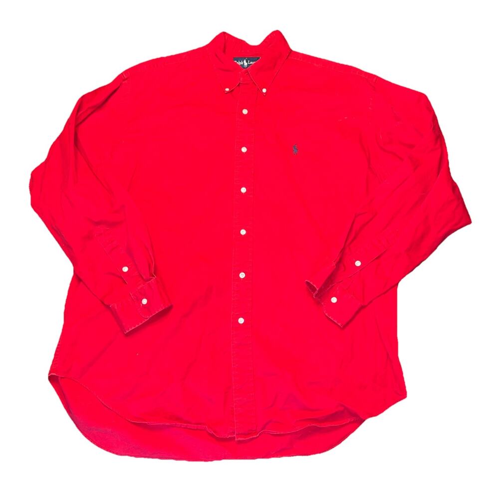 Polo Ralph Lauren Blaire Chino Shirt Button Up 100% Cotton Red Sz XL